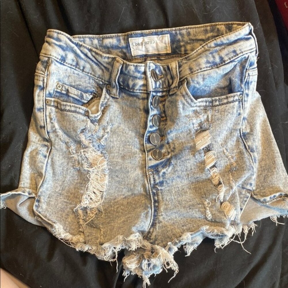 Bershka Blue Distressed Denim Jean Shorts